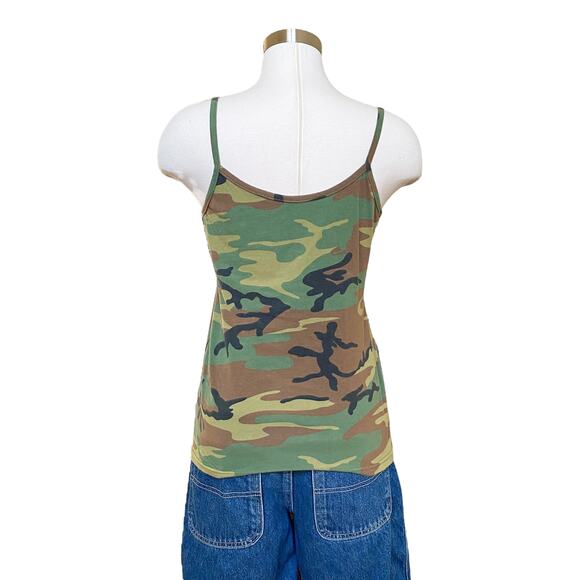 Vintage 90s Y2K Rothco Green Camo Tank Top Streetwear Gorpcore Womens Medium - Picture 5 of 7